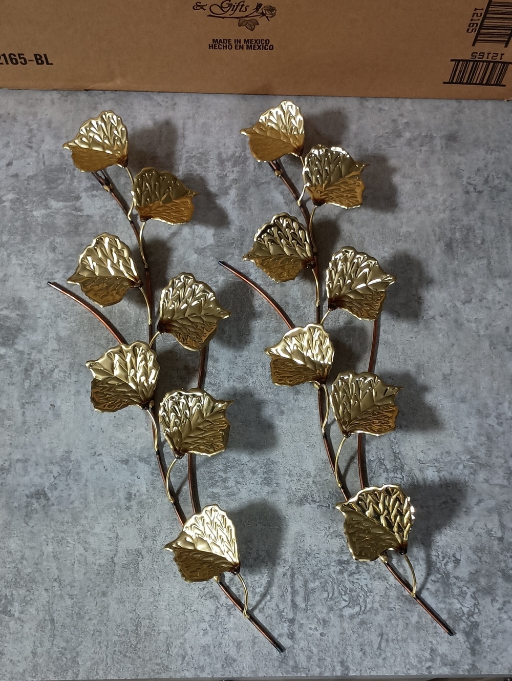 Home Interiors Gold Tone Ivy Leafs Set Of Two